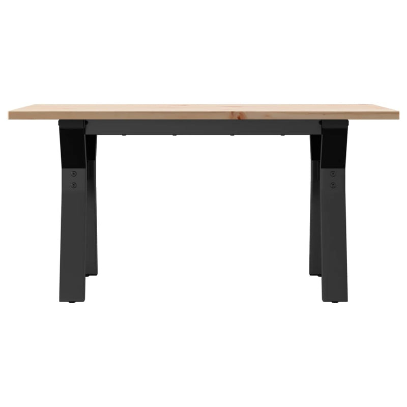 vidaXL tömör fenyőfa és acél dohányzóasztal Y-vázzal 80x50x40 cm