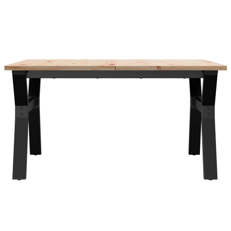 vidaXL tömör fenyőfa és acél dohányzóasztal Y-vázzal 80x80x45 cm