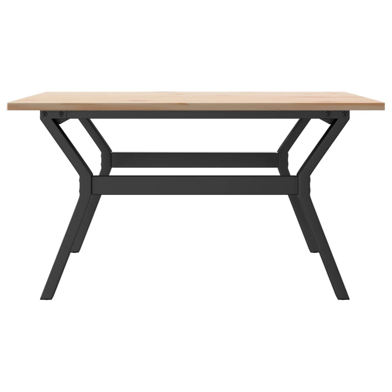 vidaXL tömör fenyőfa és acél dohányzóasztal Y-vázzal 80x80x45 cm