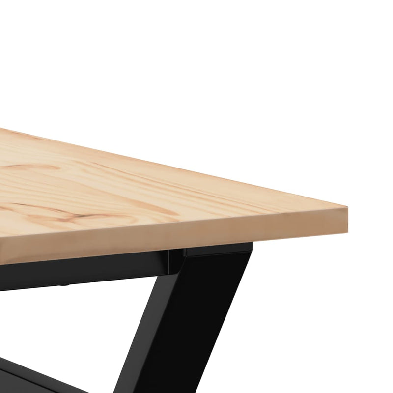 vidaXL tömör fenyőfa és acél dohányzóasztal Y-vázzal 80x80x45 cm