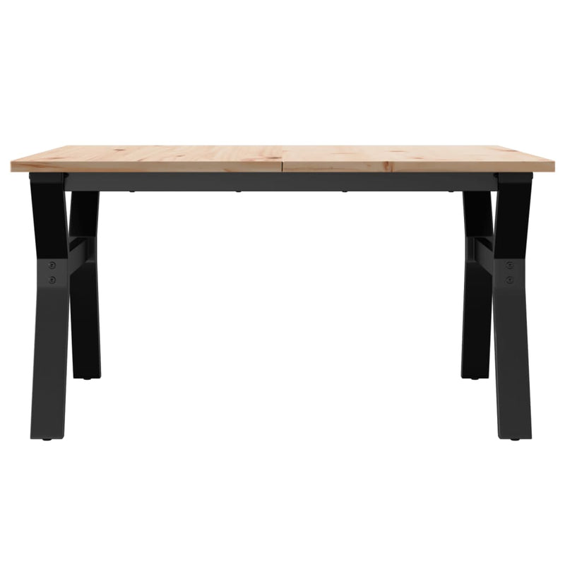 vidaXL tömör fenyőfa és acél dohányzóasztal Y-vázzal 90x90x45 cm