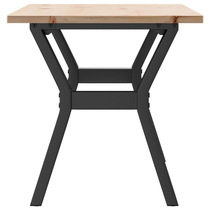 vidaXL tömör fenyőfa és acél dohányzóasztal Y-vázzal 100x50x45 cm