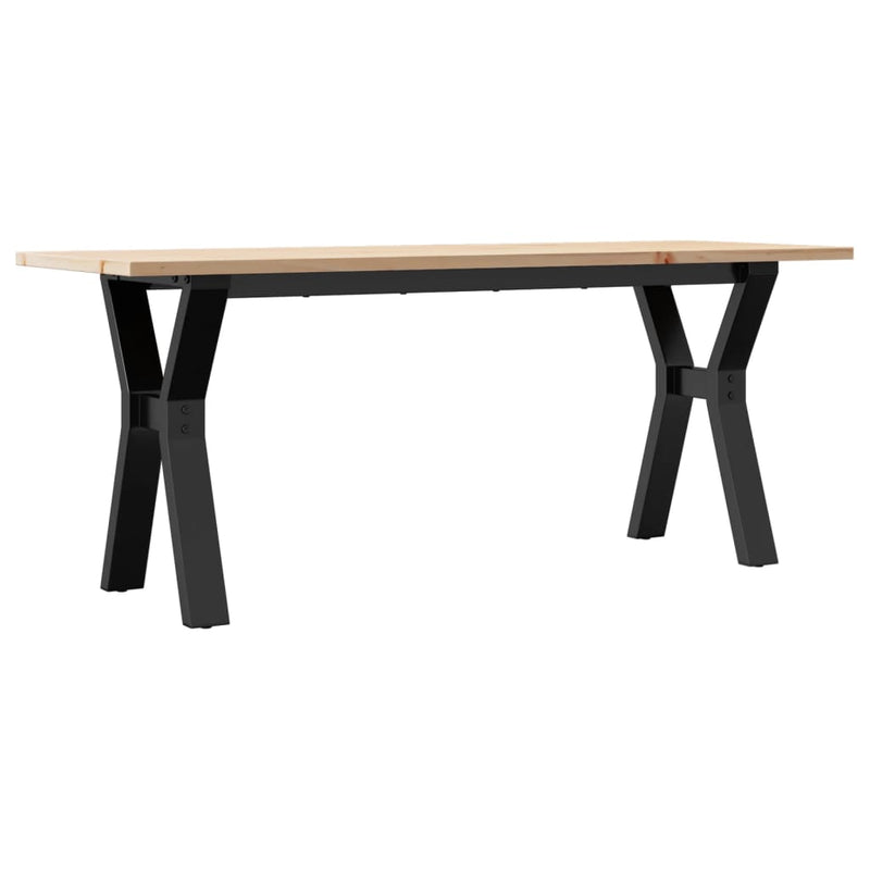 vidaXL tömör fenyőfa és acél dohányzóasztal Y-vázzal 110x40x45 cm
