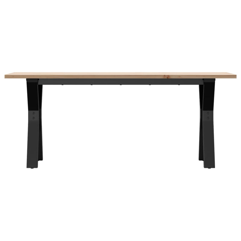 vidaXL tömör fenyőfa és acél dohányzóasztal Y-vázzal 110x40x45 cm