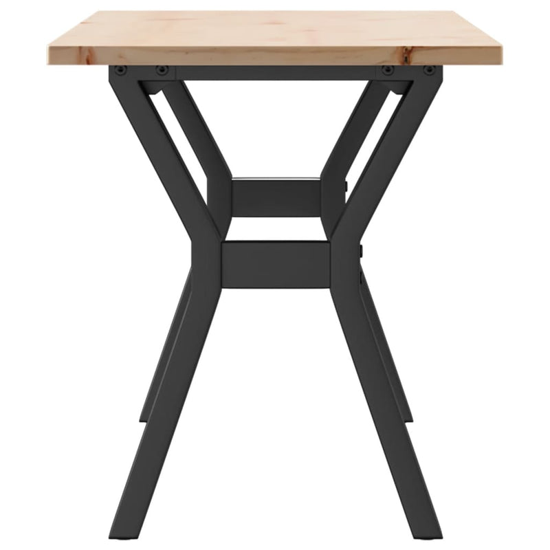 vidaXL tömör fenyőfa és acél dohányzóasztal Y-vázzal 110x40x45 cm