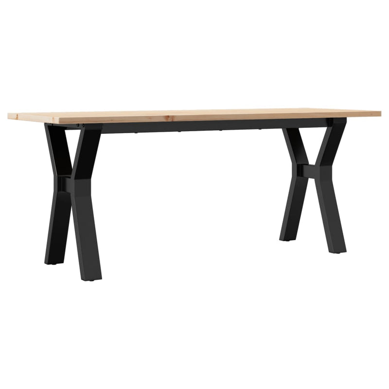 vidaXL tömör fenyőfa és acél dohányzóasztal Y-vázzal 110x40x45 cm