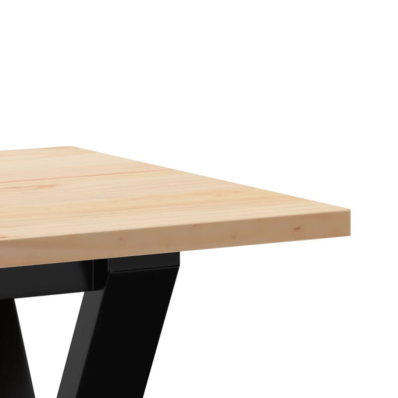 vidaXL tömör fenyőfa és acél dohányzóasztal Y-vázzal 110x40x45 cm