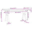 vidaXL tömör fenyőfa és acél dohányzóasztal Y-vázzal 110x40x45 cm