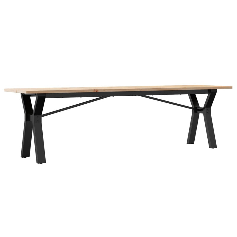 vidaXL tömör fenyőfa és öntöttvas dohányzóasztal Y-vázzal 160x40x45 cm