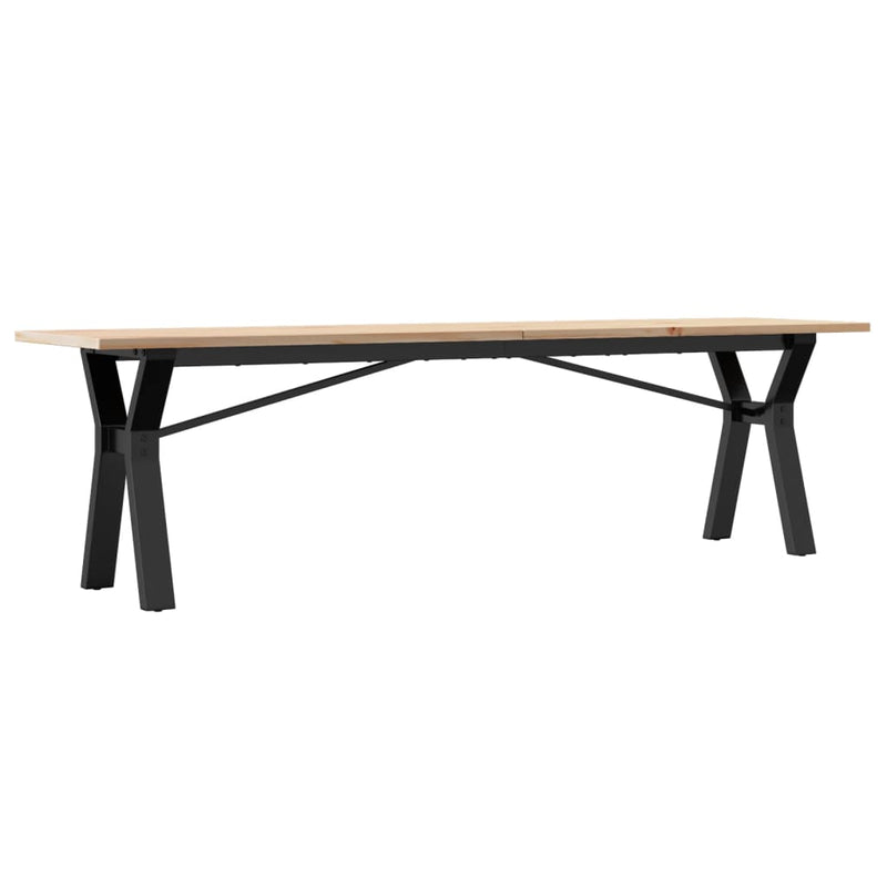 vidaXL tömör fenyőfa és öntöttvas dohányzóasztal Y-vázzal 160x40x45 cm