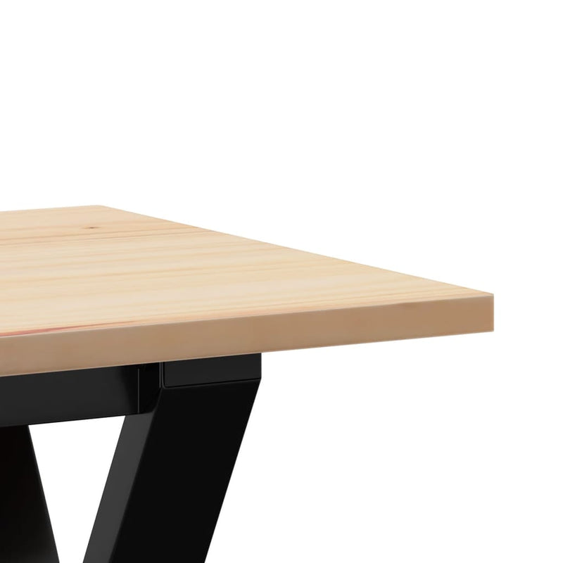 vidaXL tömör fenyőfa és öntöttvas dohányzóasztal Y-vázzal 160x40x45 cm