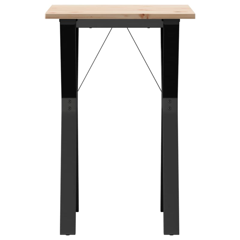 vidaXL tömör fenyőfa és acél étkezőasztal Y-vázzal 50x50x75 cm