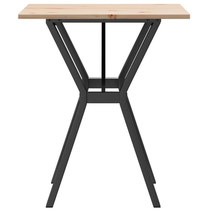 vidaXL tömör fenyőfa és acél étkezőasztal Y-vázzal 60x60x75 cm
