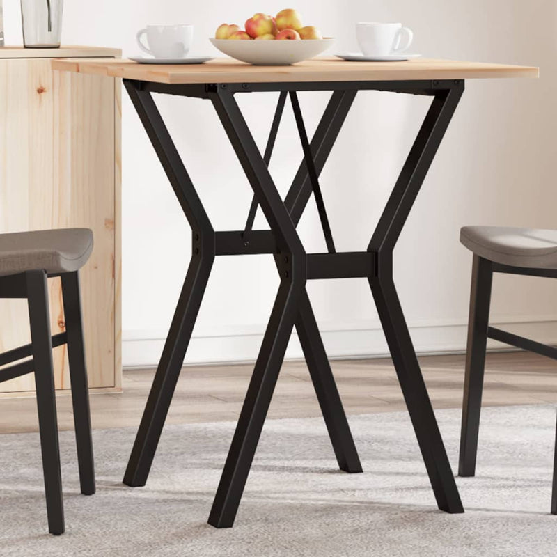 vidaXL tömör fenyőfa és acél étkezőasztal Y-vázzal 60x60x75 cm
