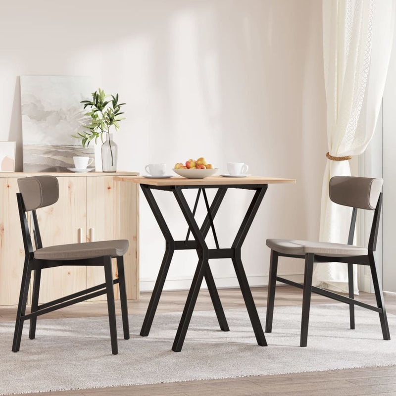 vidaXL tömör fenyőfa és acél étkezőasztal Y-vázzal 70x70x75 cm