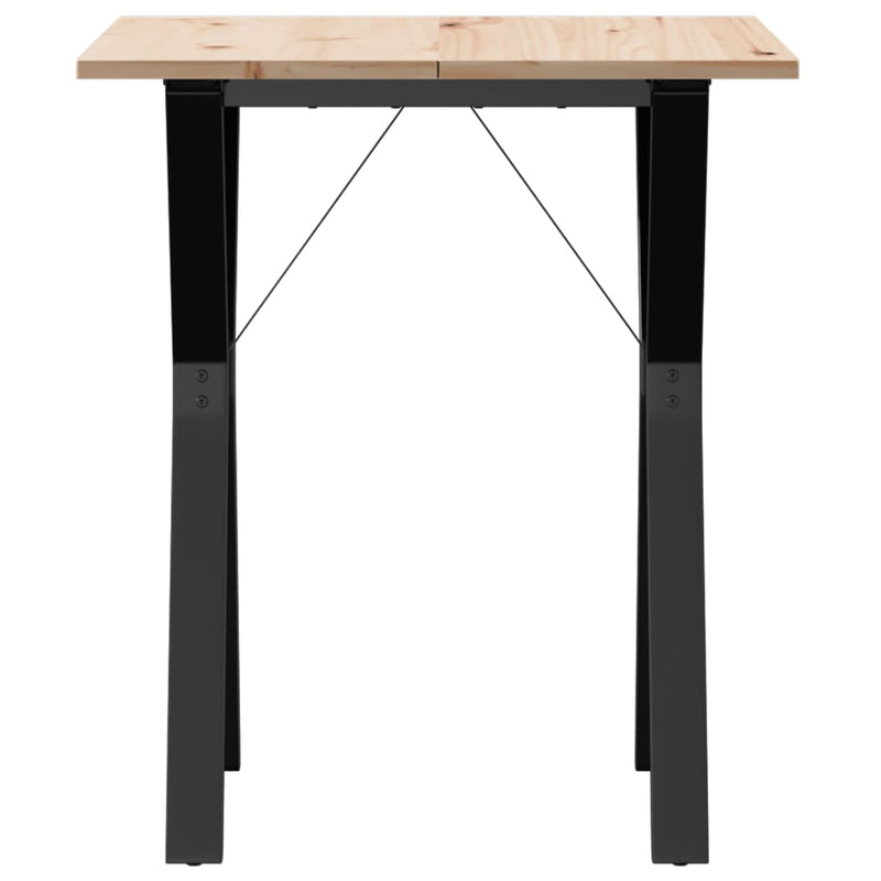 vidaXL tömör fenyőfa és acél étkezőasztal Y-vázzal 70x70x75 cm