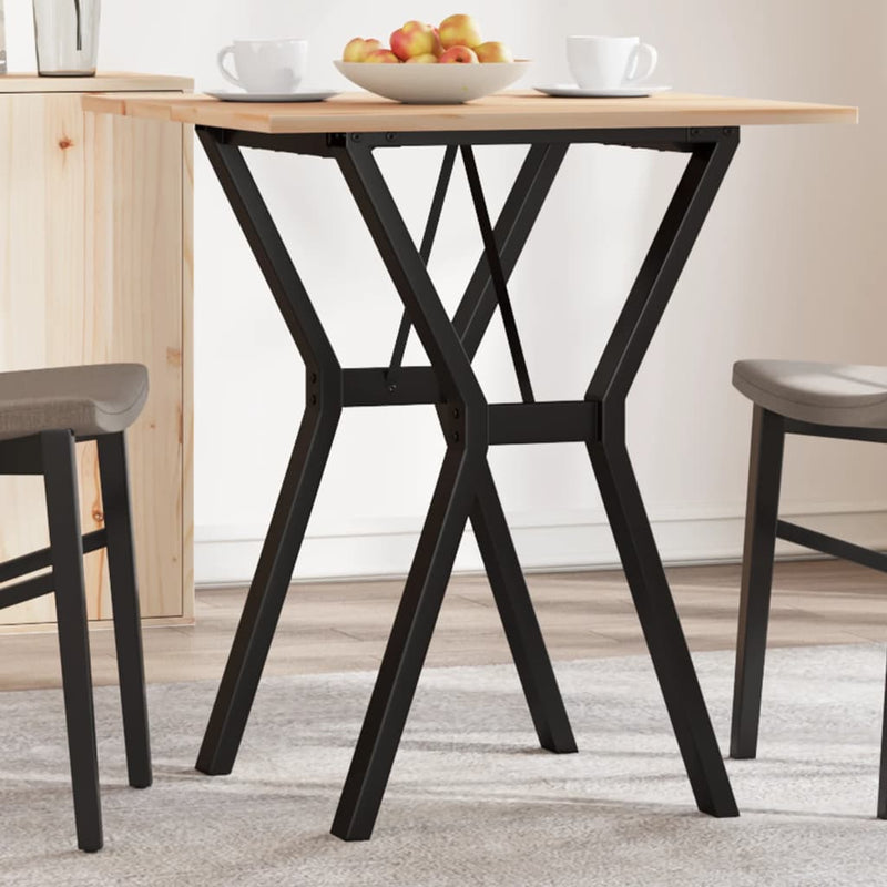 vidaXL tömör fenyőfa és acél étkezőasztal Y-vázzal 70x70x75 cm