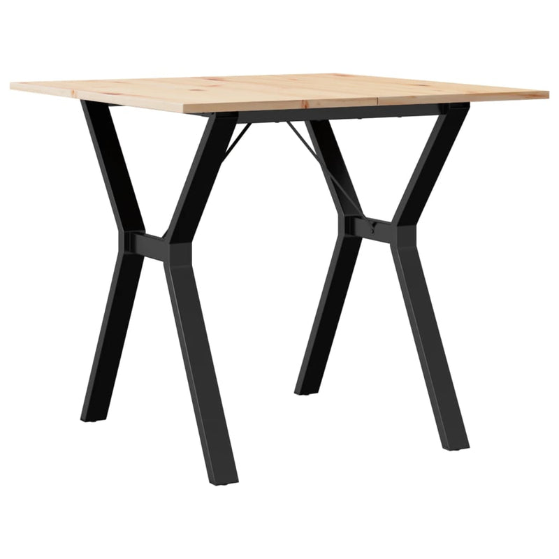 vidaXL tömör fenyőfa és acél étkezőasztal Y-vázzal 80x80x75 cm