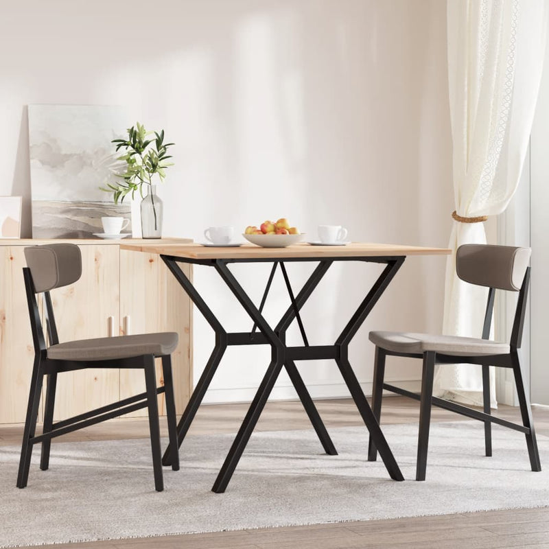 vidaXL tömör fenyőfa és acél étkezőasztal Y-vázzal 80x80x75 cm