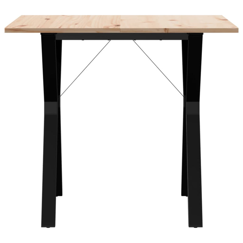 vidaXL tömör fenyőfa és acél étkezőasztal Y-vázzal 80x80x75 cm