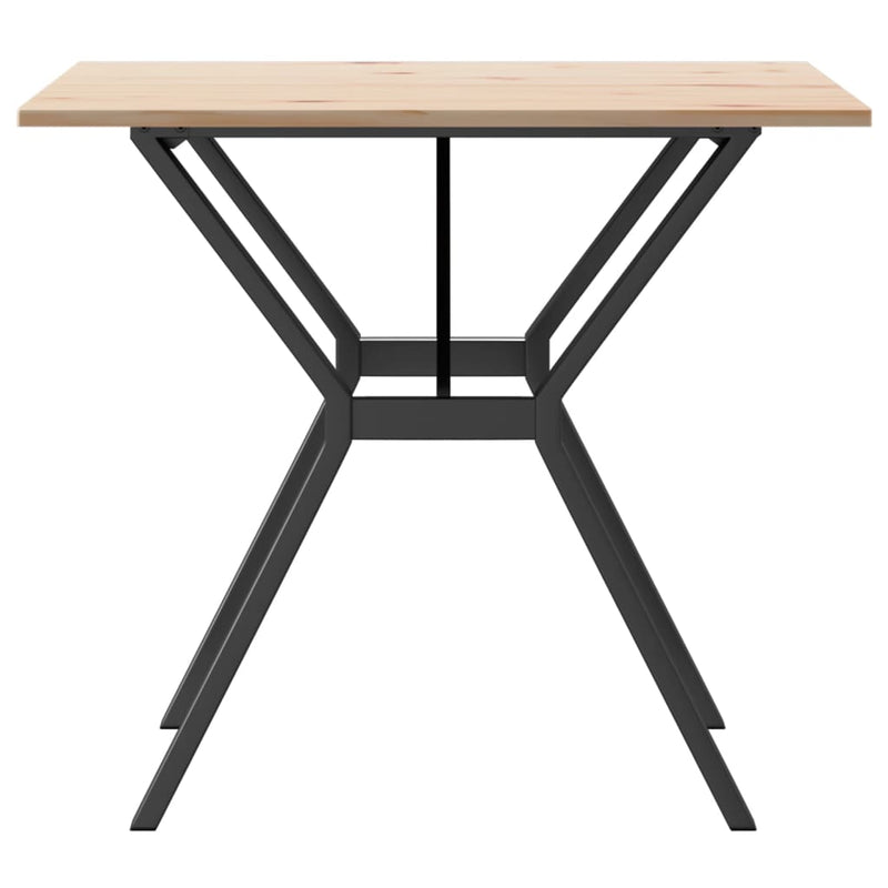 vidaXL tömör fenyőfa és acél étkezőasztal Y-vázzal 80x80x75 cm