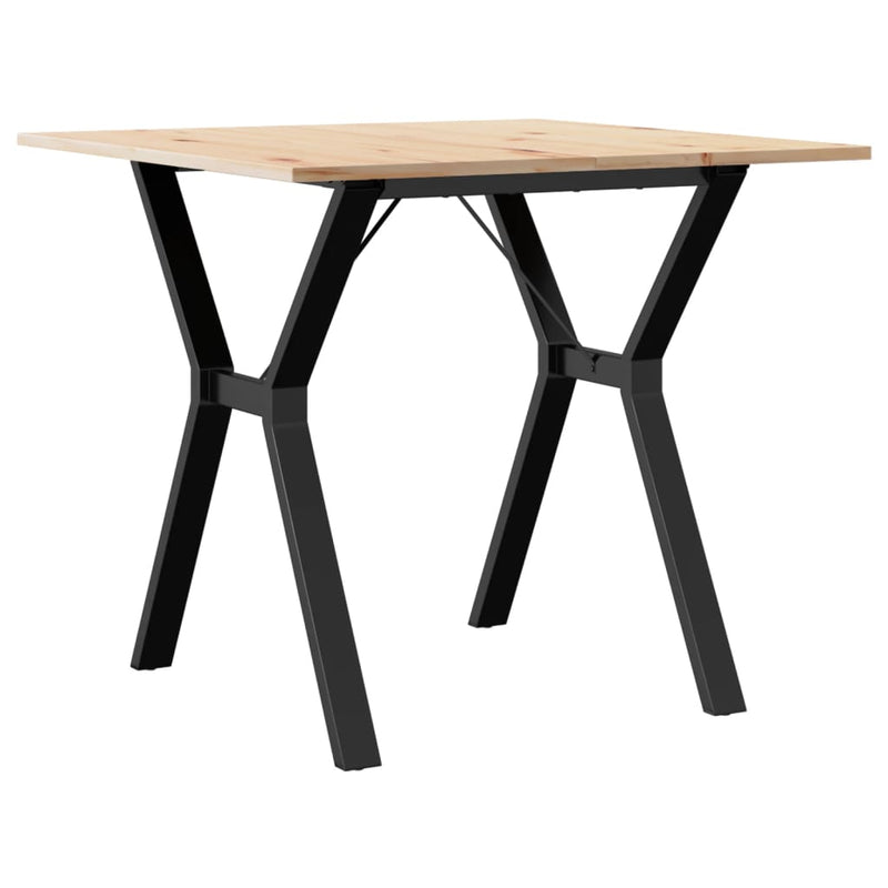 vidaXL tömör fenyőfa és acél étkezőasztal Y-vázzal 80x80x75 cm