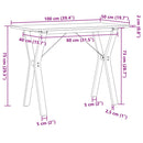 vidaXL tömör fenyőfa és acél étkezőasztal Y-vázzal 100x50x75 cm