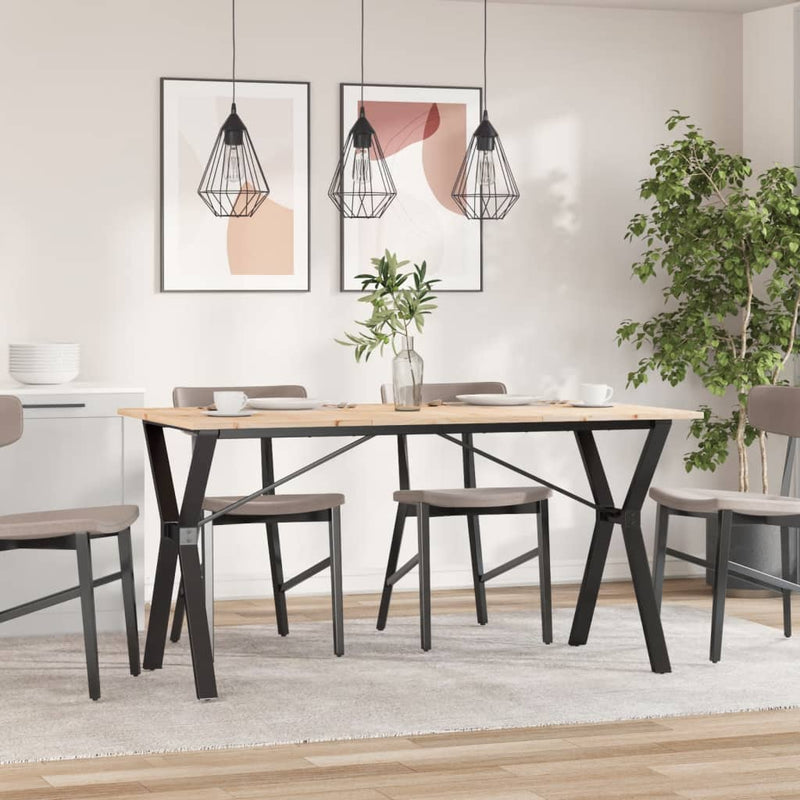 vidaXL tömör fenyőfa és öntöttvas étkezőasztal Y-vázzal 160x80x75 cm