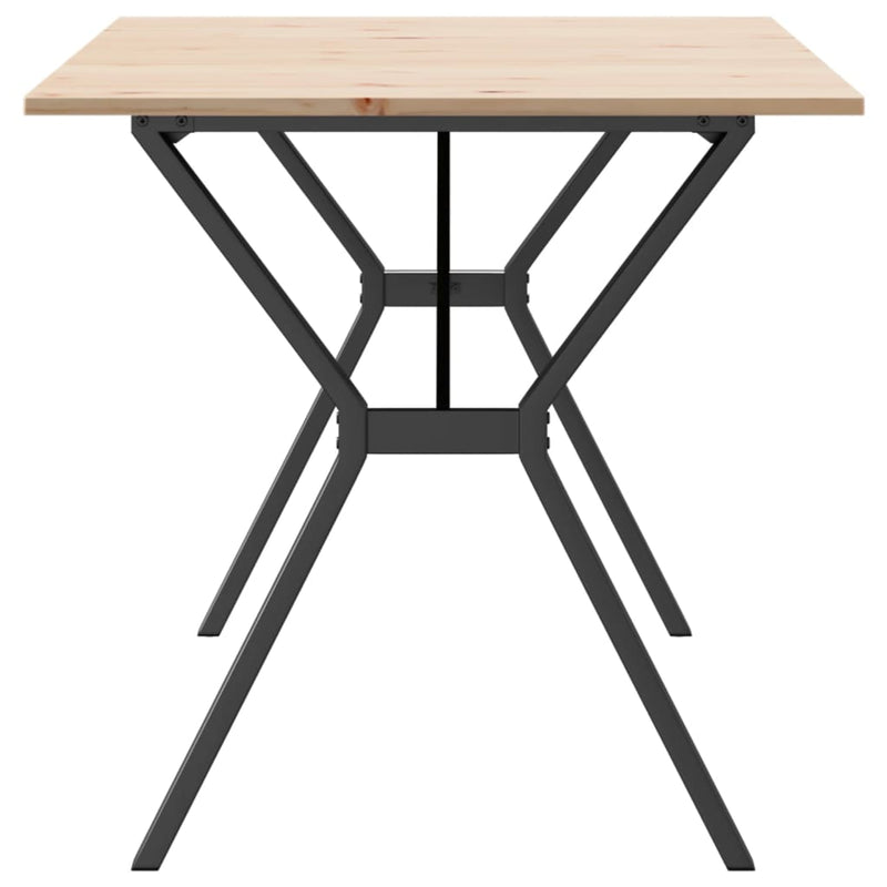 vidaXL tömör fenyőfa és öntöttvas étkezőasztal Y-vázzal 160x80x75 cm