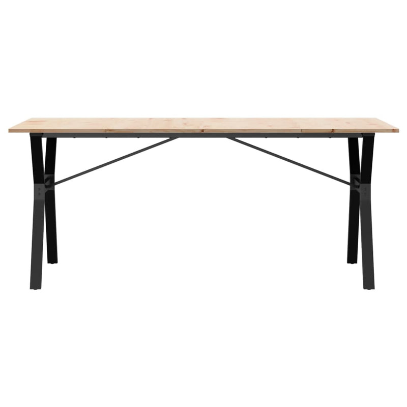 vidaXL tömör fenyőfa és öntöttvas étkezőasztal Y-vázzal 180x90x75 cm