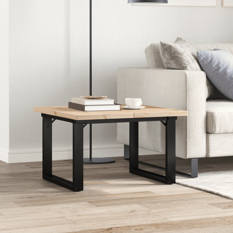 vidaXL tömör fenyőfa és acél O-vázú dohányzóasztal 60x60x40,5 cm