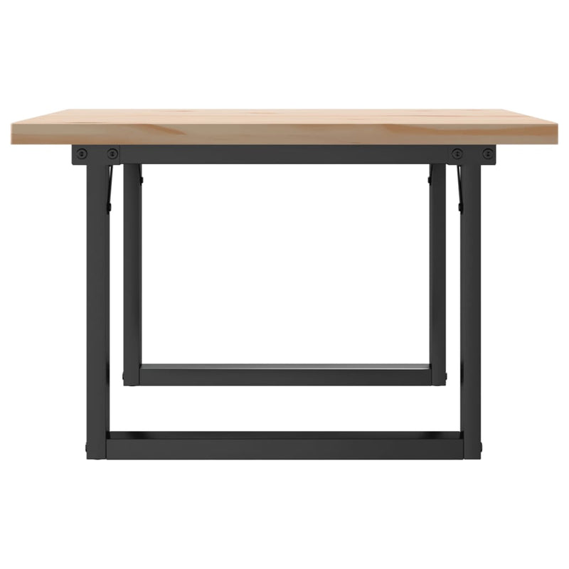 vidaXL tömör fenyőfa és acél O-vázú dohányzóasztal 60x60x40,5 cm