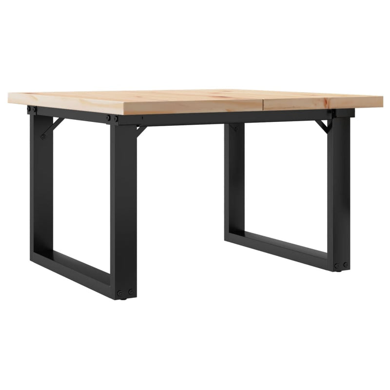vidaXL tömör fenyőfa és acél O-vázú dohányzóasztal 60x60x40,5 cm