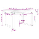 vidaXL tömör fenyőfa és acél O-vázú dohányzóasztal 60x60x40,5 cm