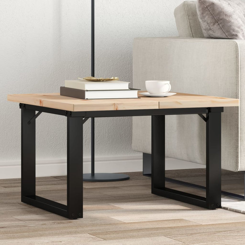 vidaXL tömör fenyőfa és acél O-vázú dohányzóasztal 60x60x40,5 cm