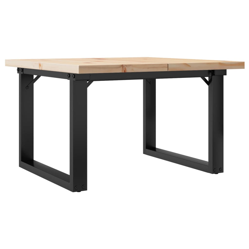 vidaXL tömör fenyőfa és acél O-vázú dohányzóasztal 70x70x40,5 cm