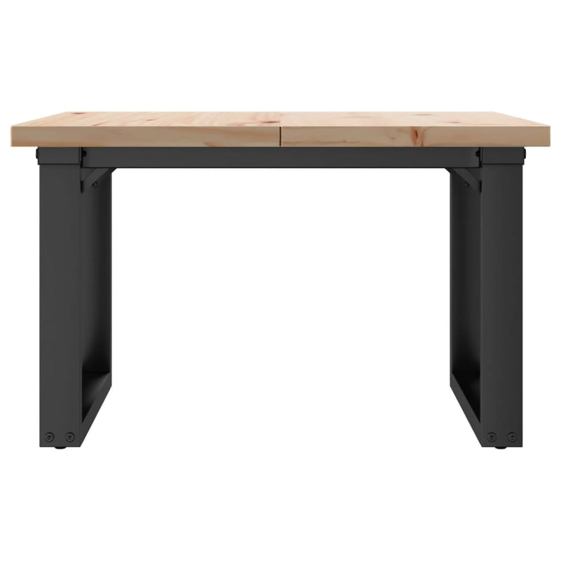 vidaXL tömör fenyőfa és acél O-vázú dohányzóasztal 70x70x40,5 cm