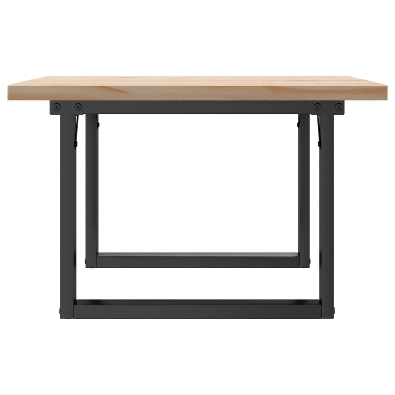 vidaXL tömör fenyőfa és acél O-vázú dohányzóasztal 70x70x40,5 cm