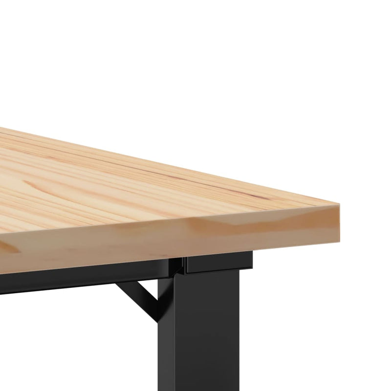 vidaXL tömör fenyőfa és acél O-vázú dohányzóasztal 70x70x40,5 cm
