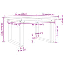 vidaXL tömör fenyőfa és acél O-vázú dohányzóasztal 70x70x40,5 cm