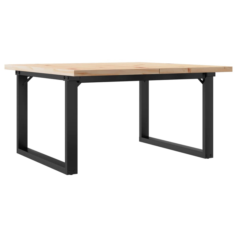 vidaXL tömör fenyőfa és acél O-vázú dohányzóasztal 80x80x45,5 cm