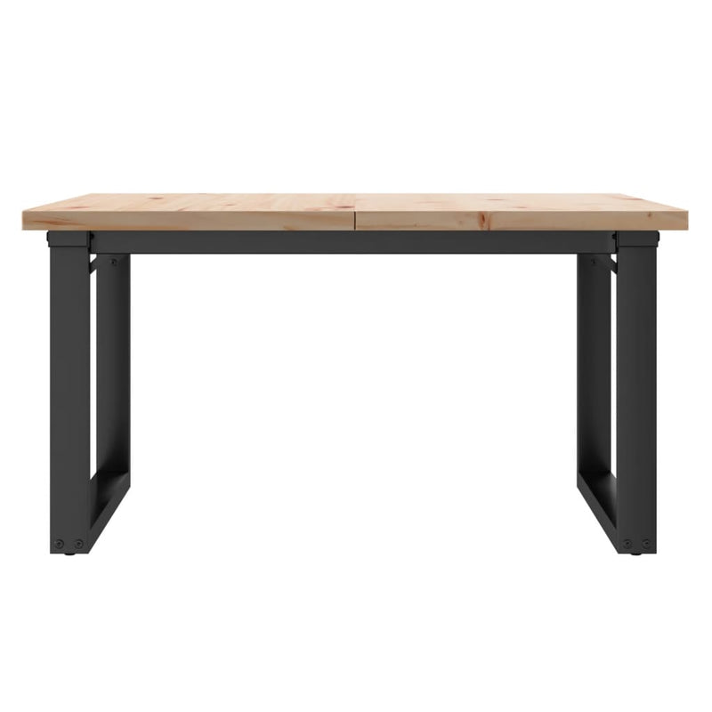 vidaXL tömör fenyőfa és acél O-vázú dohányzóasztal 80x80x45,5 cm