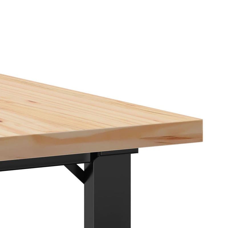 vidaXL tömör fenyőfa és acél O-vázú dohányzóasztal 80x80x45,5 cm