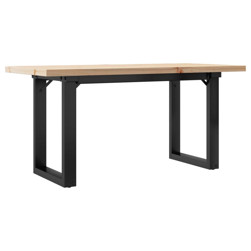 vidaXL tömör fenyőfa és acél O-vázú dohányzóasztal 90x40x45,5 cm