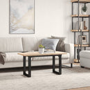 vidaXL tömör fenyőfa és acél O-vázú dohányzóasztal 100x50x45,5 cm