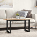 vidaXL tömör fenyőfa és acél O-vázú dohányzóasztal 100x50x45,5 cm