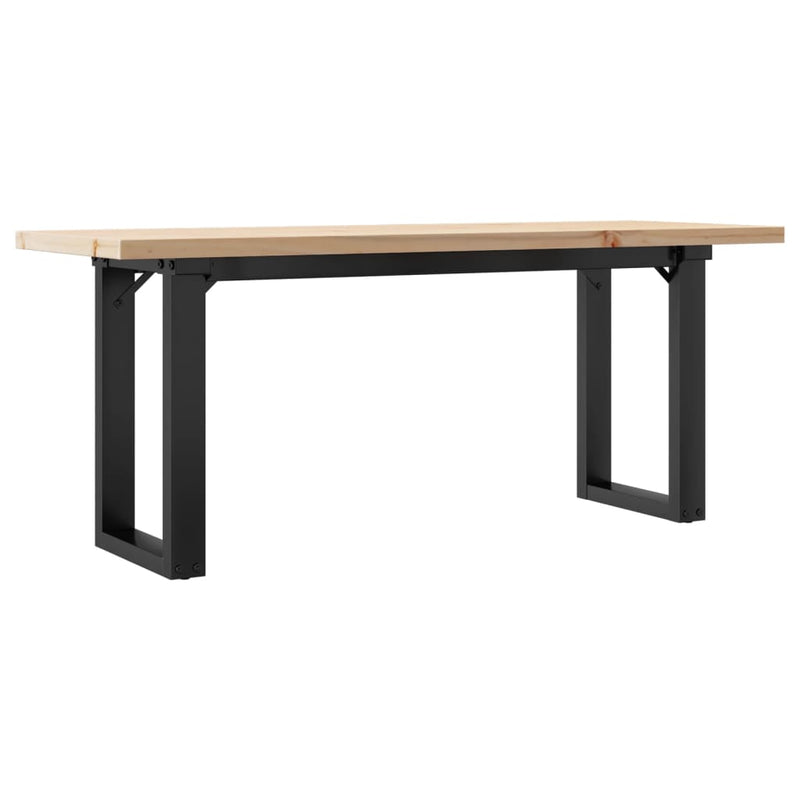 vidaXL tömör fenyőfa és acél O-vázú dohányzóasztal 110x40x45,5 cm