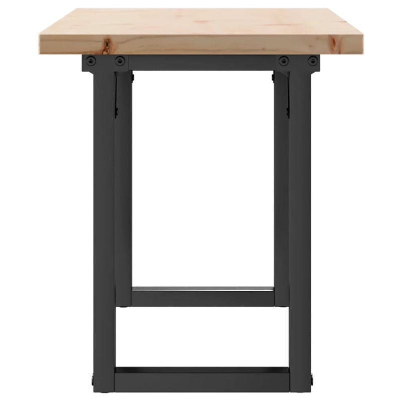 vidaXL tömör fenyőfa és acél O-vázú dohányzóasztal 110x40x45,5 cm