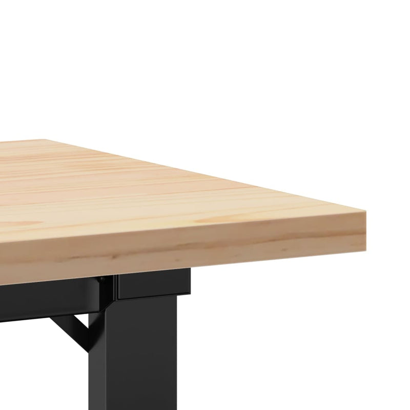 vidaXL tömör fenyőfa és acél O-vázú dohányzóasztal 110x40x45,5 cm