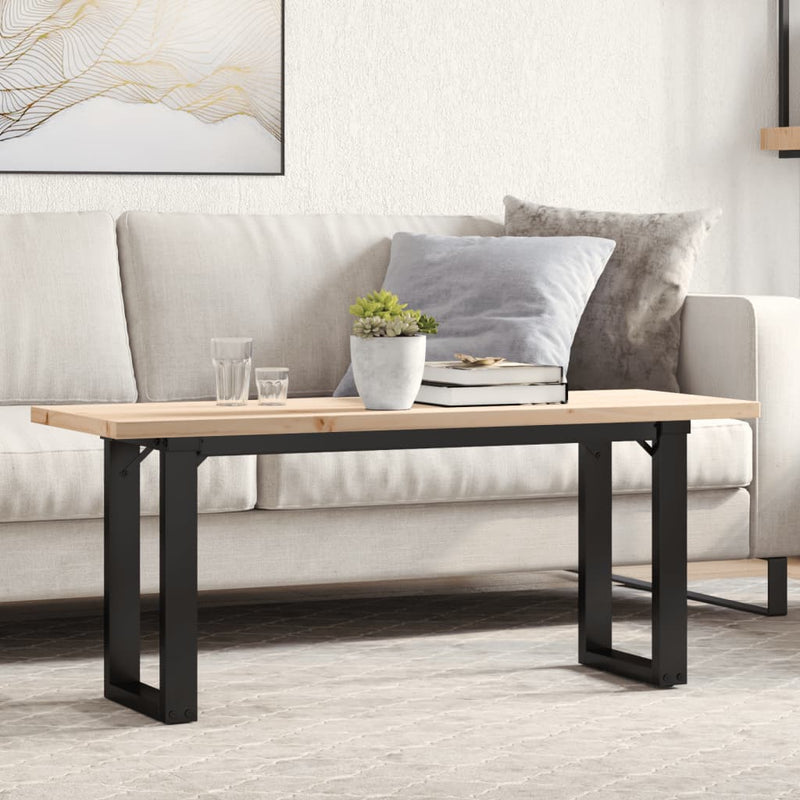 vidaXL tömör fenyőfa és acél O-vázú dohányzóasztal 110x40x45,5 cm